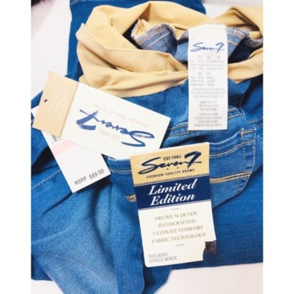 Seven7 Maternity Womens 5 Pockets Cropped Flared Bootcut Jeans Sz 12 New - Picture 5 of 10